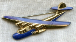 Great 1930s Pan Am "Clipper" Pin with Excellent Blue Paint