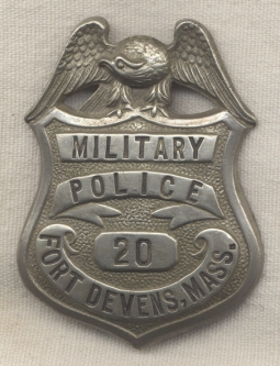 1930s-WWII Fort Devens, Massachusetts Military Police Badge