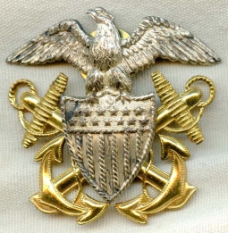 1930s - Early WWII US Navy Officer Hat Badge by Blackinton in the  Pasquale Style