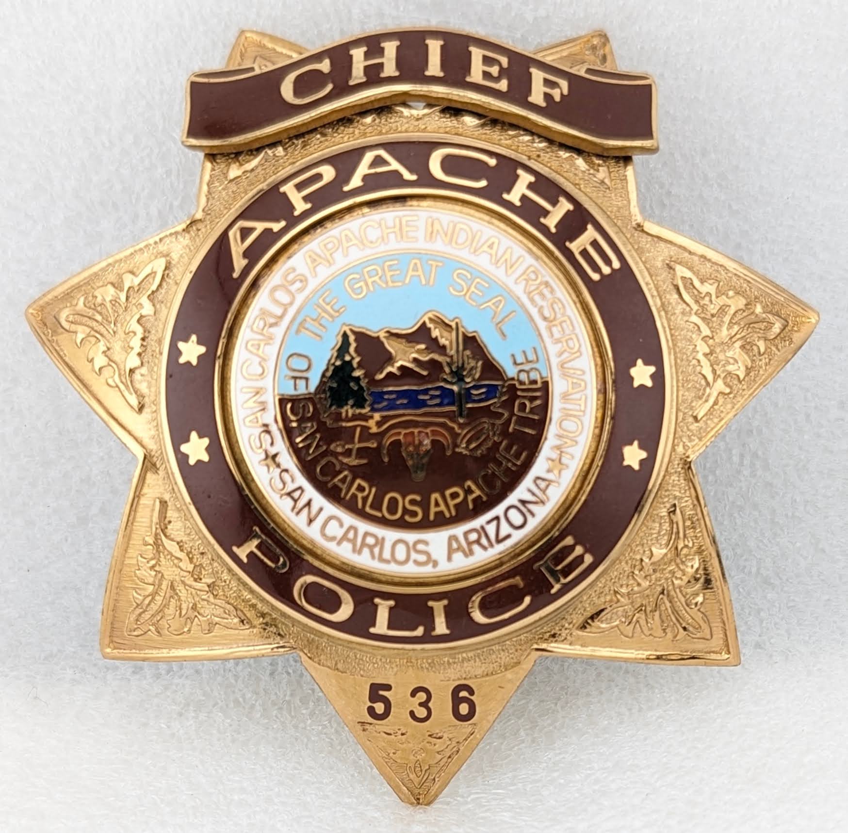 Beautiful ca 1990 San Carlos AZ Apache Police Chief Badge #536 by BNB ...