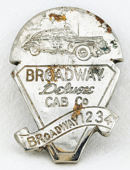 1940s Broadway Deluxe Cab Company Driver Hat Badge