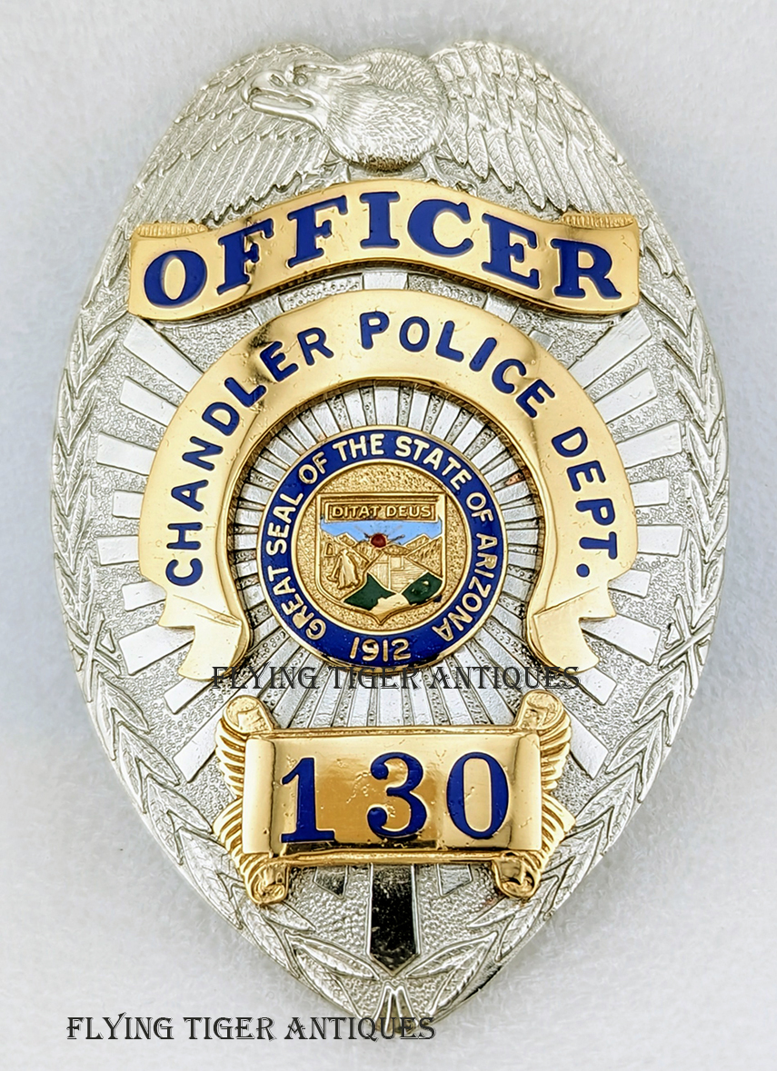 Beautiful ca 1990 Chandler AZ Police Officer Badge #130 by BNB: Flying ...