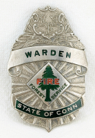 Rare 1930s Connecticut Forest Fire Service Warden Badge by Robbins