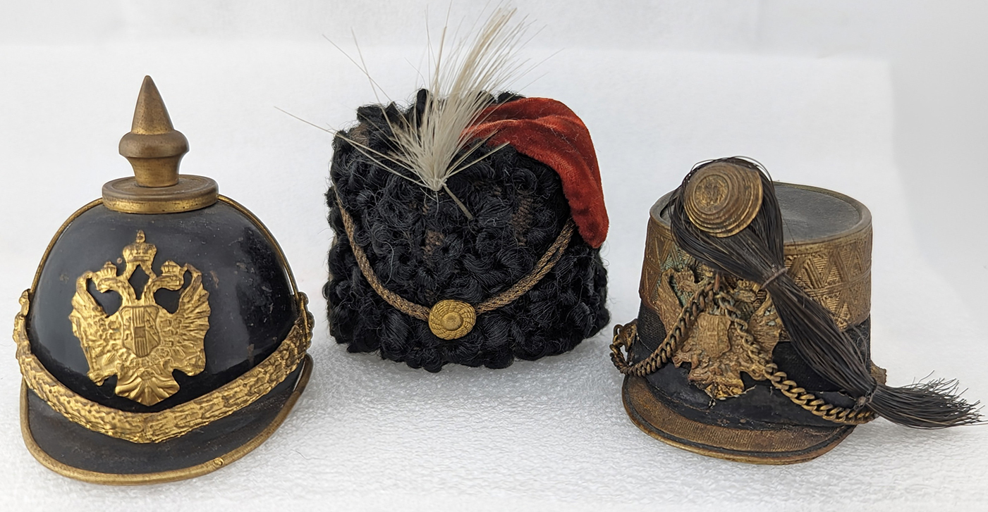 Fabulous 1890s Group of 3 Miniature Austrian Military Officers' Helmets ...