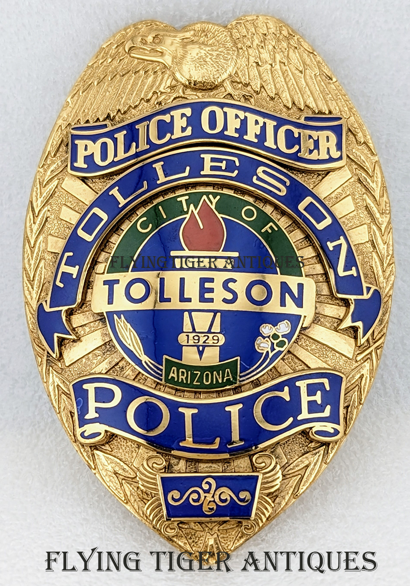 Nice Mid 1990s Tolleson Arizona Police Officer Badge by TCI: Flying ...