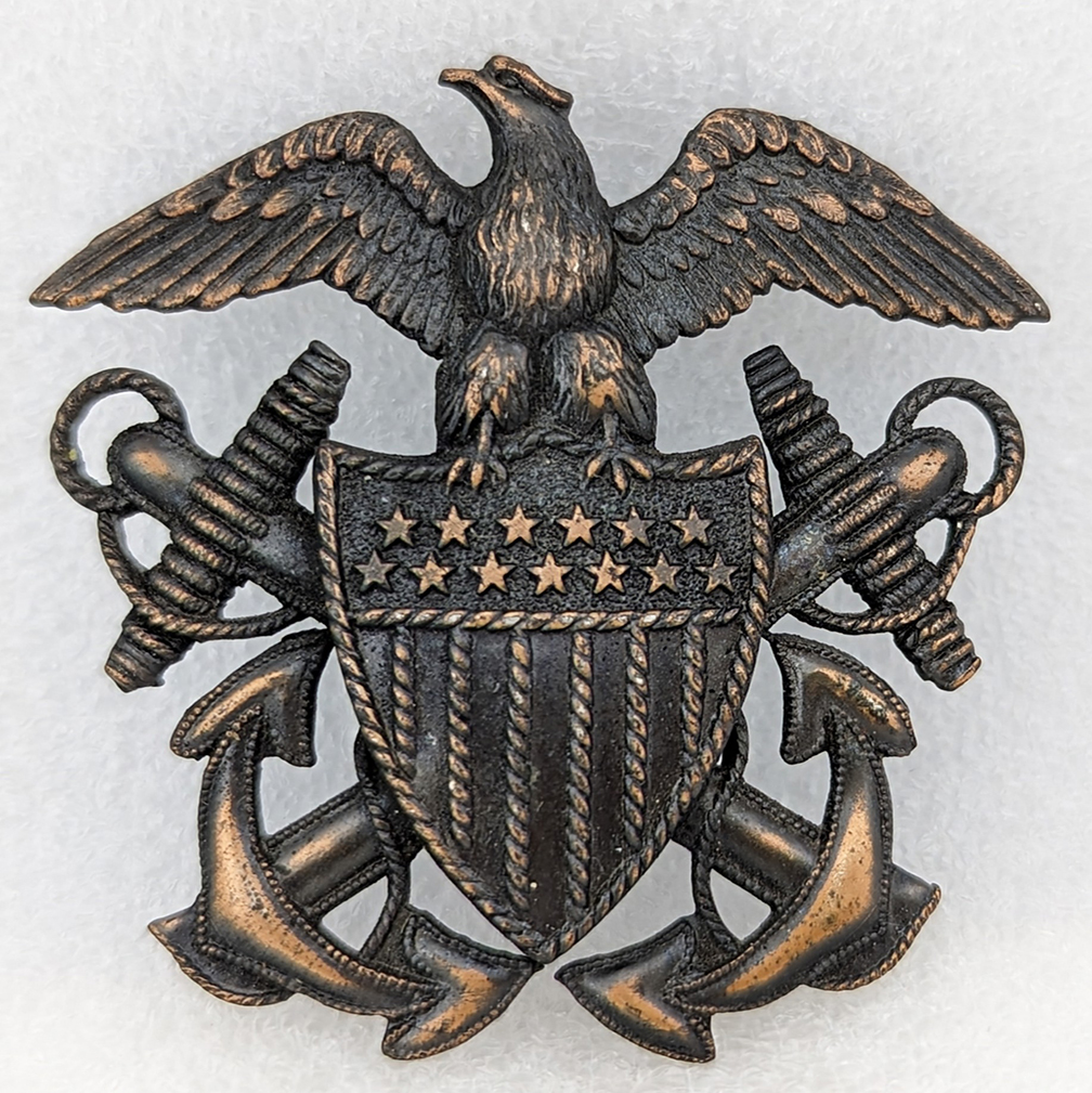 WWII USN Seabee or Medical Officer Attached to USMC Visor Hat Badge in ...