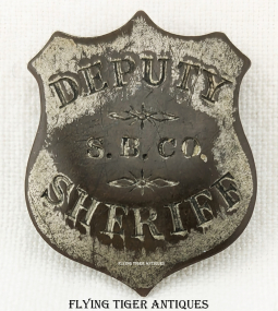 Great 1890s-1900s Deputy Sheriff Posse Size Badge Possibly from San Benito County California