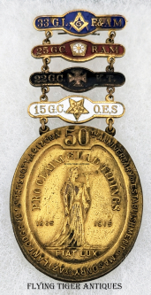 Rare Beautiful 1915 Arizona 50th Anniversary of Masonry Medal Aztlan Lodge No1Prescott