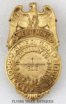 Gorgeous Minty Great Ca 1918 American Protective League Lieutenant Badge Type III