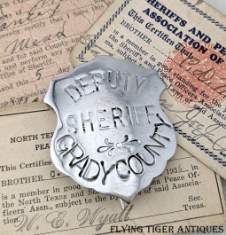 1900s-1910s Grady Co., Oklahoma Deputy Sheriff Badge & 3 ID Cards of Bonnie & Clyde Lawman