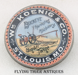 Great ca 1900 Wm Koenig & Co Buckeye Harvesting Machinery Glass Paperweight
