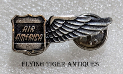 Wonderful & Rare Vietnam War Air America Flight Crew 1/2 Wing Shirt Size Coin Silver in Original Box