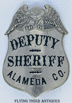 Wonderful 1890s Alameda Co CA Deputy Sheriff Hand Stamped Badge with Circus Lettering