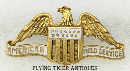 Early WWII American Field Service Donation Badge in Enameled Gilt Brass