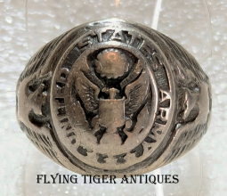 Well Worn WWII US Army Ring in Sterling Silver Size 10.75