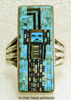 Stunning & ICONIC 1990s-2000s Carl & Irene Clark Micro Inlay Navajo Silver Ring size 10