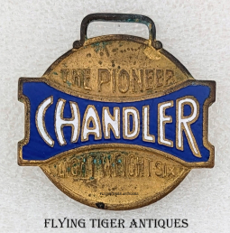 Beautiful 1910s Chandler Automobile Company Enameled Brass Watch Fob