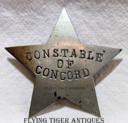 Wonderful 1880's - 1890's Concord California Constable 5-Point Star Badge