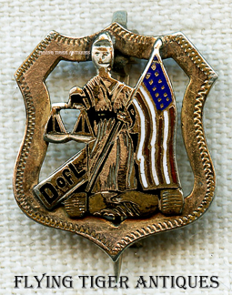 Rare 1890s United States Daughters of Liberty Members Lapel Pin in Enameled & Gold Plated Nickel