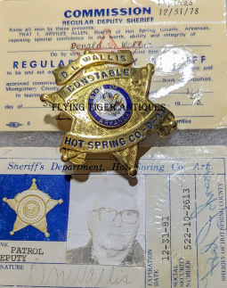 1980s Hot Spring AR District II Constable Last Badge of Famous Lawman Don Wallis with 2 Credentials
