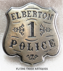 Wonderful ca 1880s Elberton Georgia Police Badge #1 Probably by S.A. French