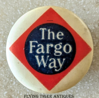 Rare 1890s Wells Fargo Express Adv Celluloid Lapel Stud by Whitehead & Hoag