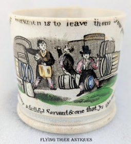 Wonderful Ca 1840s Staffordshire Dr. Ben Franklin's Poor Richard Illustrated Adv Mug