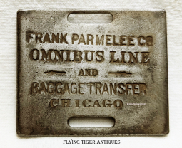 Wonderful 1890s Frank Parmalee Co Omnibus Line Baggage Tag Holder from Chicago