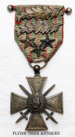 Wonderful 1914-1917 French Croix de Guerre with 2 Palms & 3 Stars & Barbell Suspension