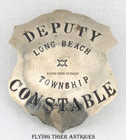 Wonderful HUGE ca 1890s Long Beach Township Los Angeles Co CA Deputy Constable Badge