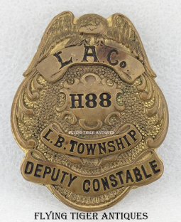 Unique ca 1900 Long Beach Township Los Angeles Co CA Dep Constable Badge #H88