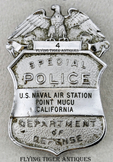 1970s Naval Air Station NAS Point Mugu Dept of Def Special Police Badge #4