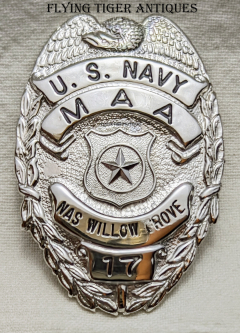 1960s Naval Air Station NAS Willow Grove MAA Master At Arms Badge #17 by Orber