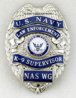 Big Beautiful 2002 USN Naval Air Station Willow Grove Law Enf K-9 Supervisor Badge