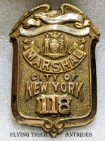 Gorgeous 1936 City of New York Marshal Presentation Badge #118 of Edward F. Buhler