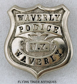 Great Old ca 1900 Waverly NY Police Badge Probably by S.A. French