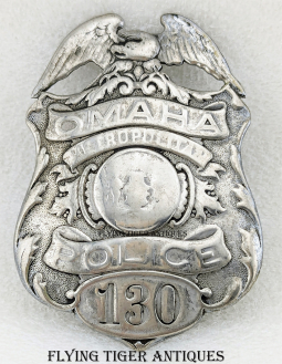 Great Old well Worn 1890s Omaha Nebraska Metropolitan Police Badge #130