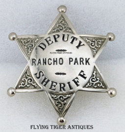 Unique Late 1930s-Early 40s Rancho Park (Los Angeles) Deputy Sheriff Badge by LAS&S