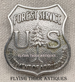 Scarce 1930s US Department of Agriculture Forest Service NICKEL FINISH Ranger Badge by Metal Arts