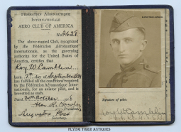 WWI USAS Pilot Aero Club of American Photo ID Booklet 10/30/18 of Roy W. Camblin