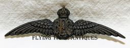 Rare ca 1916-1917 RFC Royal Flying Corps Pilot Wing ornamental in Blackened Bronze