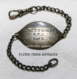 1916 Silver ID Bracelet of RFC Royal flying Corps Pilot Lt Terence Wood Manley KIA March 6, 1918