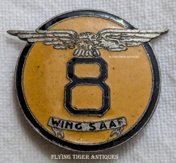 Ext Rare ca 1944 - 1945 SAAF SALM South African Air Force No 8 Wing Badge