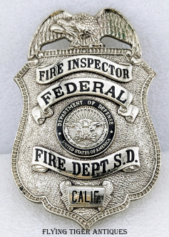 Rare 1990 Federal Fire Dept San Diego Fire Inspector Badge by Entenmann Rovin