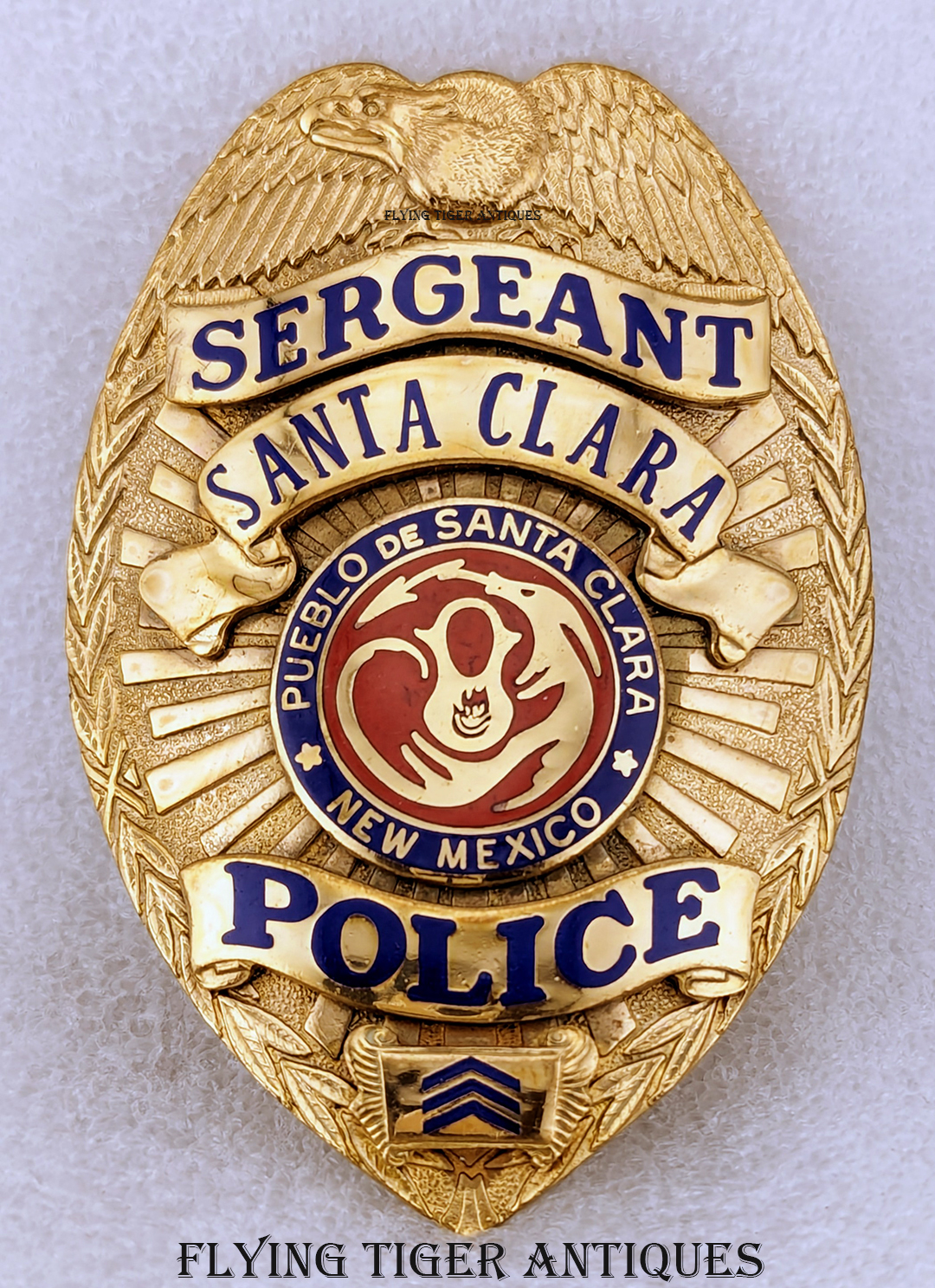 Ext Rare 1990s Santa Clara Pueblo Tribal Police Sergeant Badge by April ...