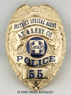 Beautiful 2015 Santa Fe Railway District Special Agent Retirement Badge #55 by Entenmann Rovin