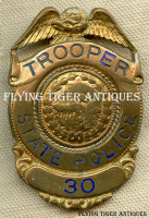 Ext Rare 1937 NH State Police 1st Issue 1st Group Trooper Hat Badge Have only seen one other