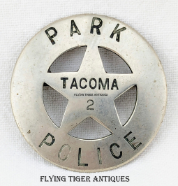 Ext Rare 1890s Tacoma Washington Circle Star Park Police Badge #2