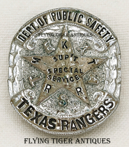 1949 Special Texas Ranger Badge of MKT KATY RR Sup't of Special Service C Taylor Wallis