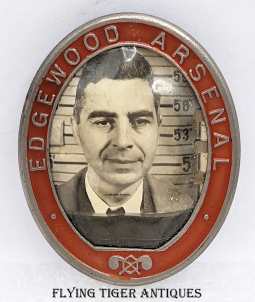 Ext Rare 1930s-WWII Edgewood Arsenal US Army Chemical weapons Facility Worker Photo ID Badge